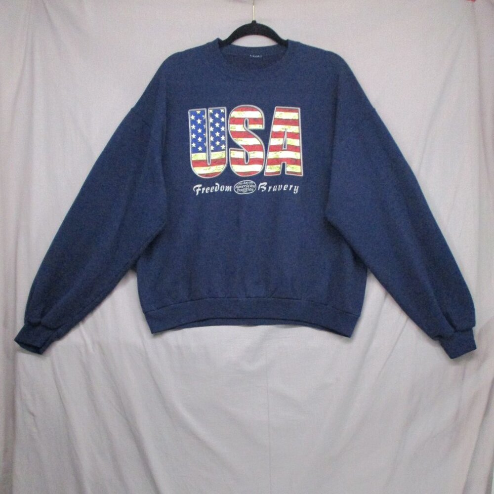 USA Crew Neck Sweater Blue Men Size | XXL